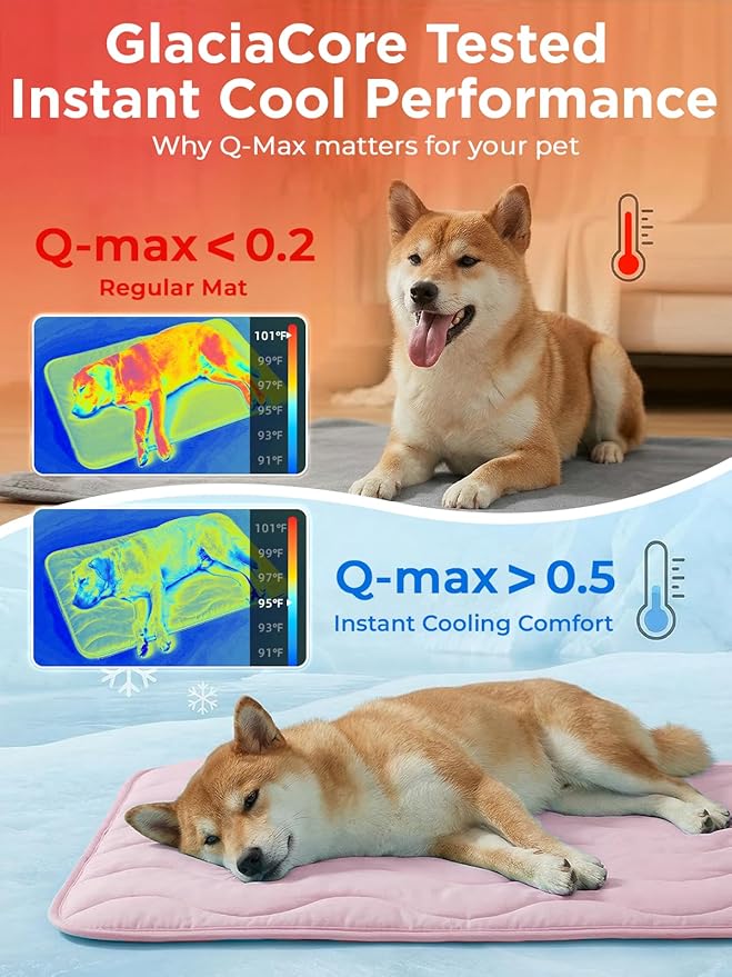 Dog Cooling Mat for Large Dogs, 42"x28" Breathable Self Cooling Crate Mat for Dogs & Cats, QMAX>0.5 Portable Washable Pet Cooling Mat for Dog Bed Thickened Cool Fiber Indoor/Outdoor Summer,Pink