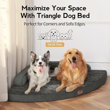 MEKIY Large Orthopedic Dog Bed with Sides XXL Dog Beds with Removable Washable Cover Non-Slip Waterproof Pet Bed for Extra Large Dogs - Dark Grey XXL