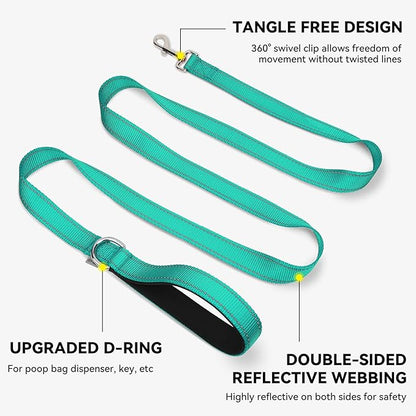 Joytale Dog Leash, 4 FT Double-Sided Reflective, Padded Handle Nylon Heavy Duty Leashes for Medium & Large Dogs Walking, Teal