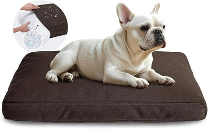 Miguel Durable Canvas Dog Bed for Medium Small Pet Outdoor Dogs Pad 14 Ounce Canvas Waterproof Pet Pillow with Removable Washable Cover,30 x 20 inch, Brown