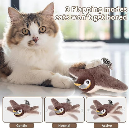 Cat Toys, Flapping Bird Cat Toy(No Flying), Interactive Catnip Toy with Catnip Bags, Chirping Noise Enrichment Moving Wings Dog Cat Kitten Toys, Flappy Flying Pets Toy for Indoor(Oriole) (A8)