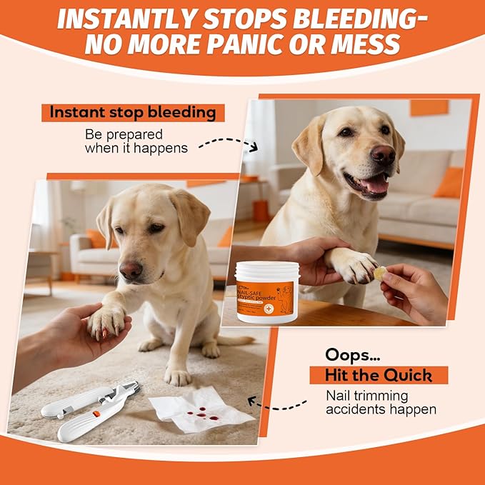 PAW PLANET Styptic Powder & LED Nail Clippers Kit for Dogs & Cats, 1.76oz Fast Acting Blood Stop Powder,Safe Grooming and First Aid Kit for Dark Nails & Minor Cuts