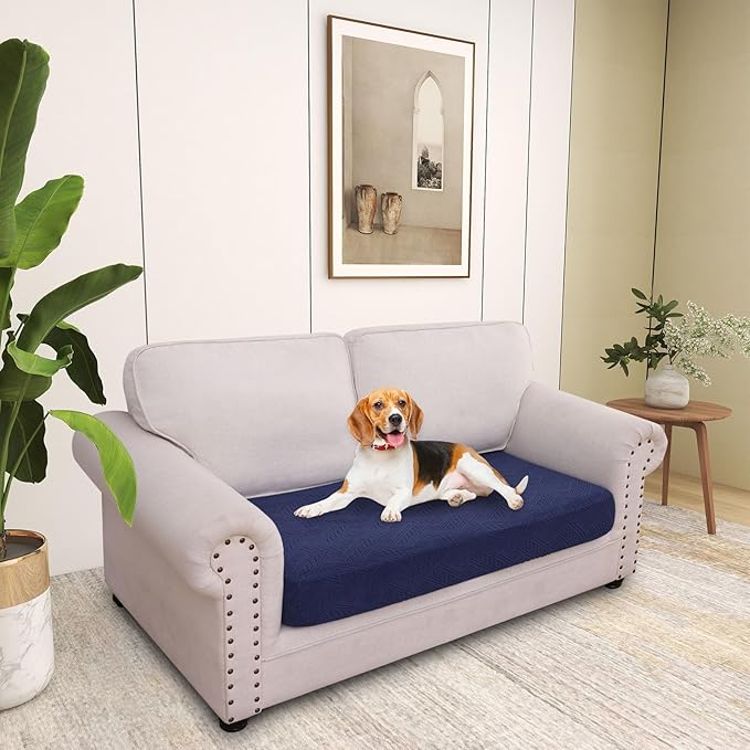 hyha Individual Couch Cushion Covers, Stretch Magic Sofa Seat Cushion Covers Washable, Dog Couch Sofa Slipcover for Pets, Kid with Elastic Bottom(Medium, Navy)