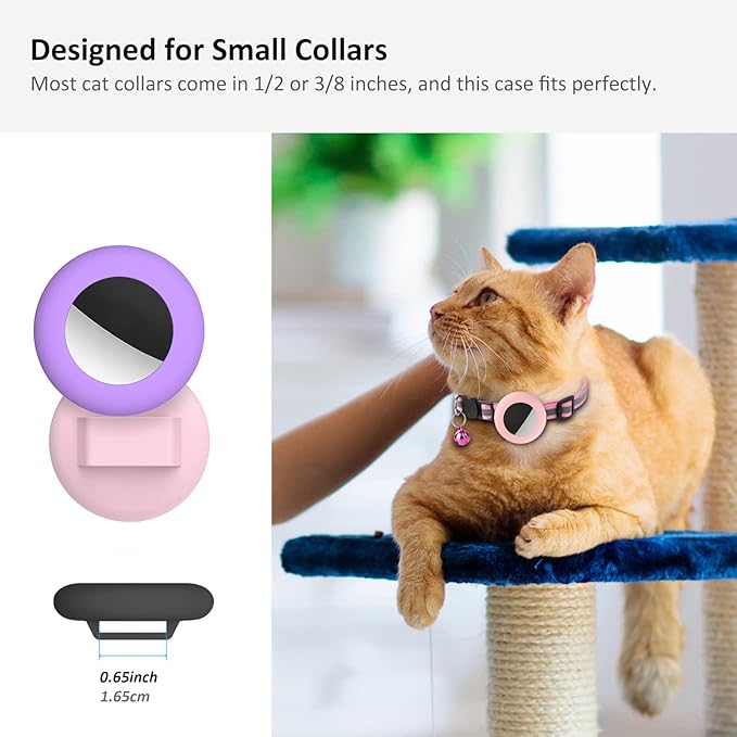 2022 Airtag Cat Collar Holder, Small AirTag Compatible Case - 2Pack Waterproof, Available in Pink&Purple