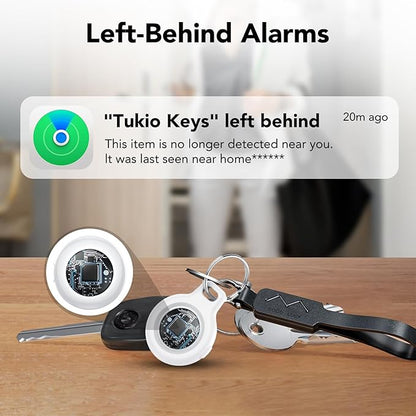 2026 New [Apple MFi Certified] (iOS Only) Tracker Tags-4 Pack, Tukio Bluetooth 5.3 GPS Tracker for Apple Find My, Replaceable Battery, 100dB Key Finder and Item Locator for Car, Keys, Luggage, White