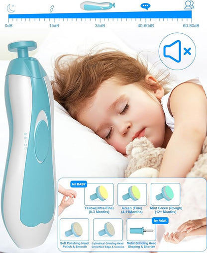 OTTOLIVES Baby Healthcare and Grooming Kit, 24 in 1 Baby Electric Nail Trimmer Set Newborn Nursery Health Care Set for Newborn Infant Toddlers Baby Boys Girls Kids Haircut Tools (0-3 Years+) (Blue)