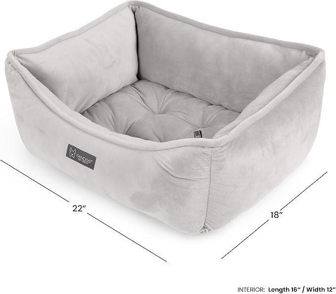 NANDOG Reversible Dog Bed from The Signature Collection– Luxury Cloud-Soft Pet Bed for Small to Medium Dogs & Cats, Premium Pet Gear, Reversible Design, Plush Comfort, Modern Style - Light Grey