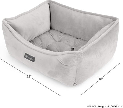 NANDOG Reversible Dog Bed from The Signature Collection– Luxury Cloud-Soft Pet Bed for Small to Medium Dogs & Cats, Premium Pet Gear, Reversible Design, Plush Comfort, Modern Style - Light Grey