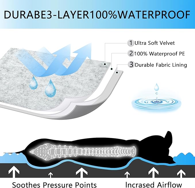 Dog Bed, Dog Crate Pad with Removable Washable Pet Mat Cover, Non-Slip Bottom, Waterproof Orthopedic Dog Beds for Large/Medium/Small Dogs (XL(42''x30''x4''), Grey)