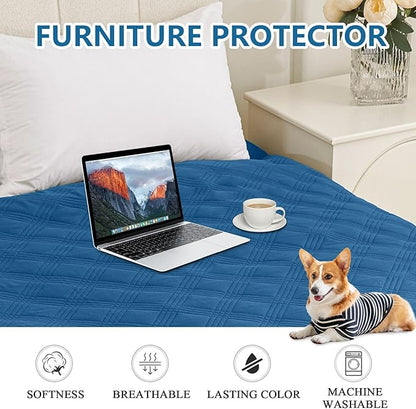 hyha Waterproof Dog Blanket, Reversible Pet Bed Blanket, Soft Sofa Couch Cover for Dogs Washable, Waterproof Pet Couch Covers for Sofa Puppy Cats Furniture Protector(40"x70", Navy Blue/Blue)