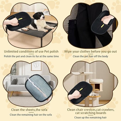 2PCS Pet Hair Removal Glove for Cats & Dogs, Electrostatic Pet Hair Removal Gloves, Reusable Hair Remover, Upgrade Efficient Grooming Gloves for Pet Hair for Clothing/Couch/Furniture/Carpet/Car Seat