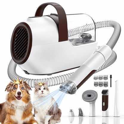 Dog Grooming Vacuum, Dog Grooming Kit with Pet Clipper Nail Grinder, 3 Suction Modes Dog Brush Vacuum with 6 Pet Grooming Tools (Auburn)