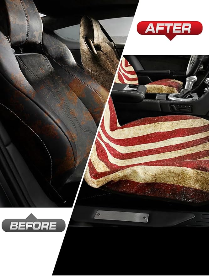 American Flag Car Seat Cover Towel, Waterproof Sweat Protector for Gym Post-Workout & Beach, Universal Fit for Sedans SUV Minivan, Machine Washable Non-Slip Bucket Seat Mat - 2 Pack