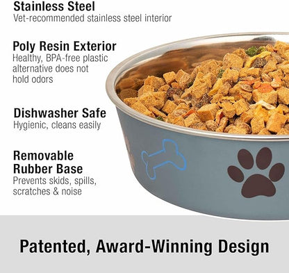 Loving Pets Bella Dog Bowls- Stainless Steel Dog & Cat Bowls - Spill Proof Dog Food Bowl, Cat Bowl, Puppy Essentials & Pet Supplies Great for Home & Travel (X-Large 65-100lbs, Blueberry)