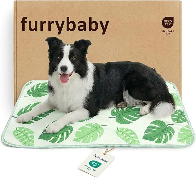 Dog Cooling Mat for Dogs & Cats, Soft Breathable Cooling Pad for Dog Bed, 35"x28" Self Cooling Crate Mat for Dogs, No Gel Washable Non-Slip Pet Cooling Mat Indoor Outdoor, Leaf