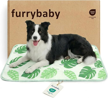 Dog Cooling Mat for Dogs & Cats, Soft Breathable Cooling Pad for Dog Bed, 35"x28" Self Cooling Crate Mat for Dogs, No Gel Washable Non-Slip Pet Cooling Mat Indoor Outdoor, Leaf