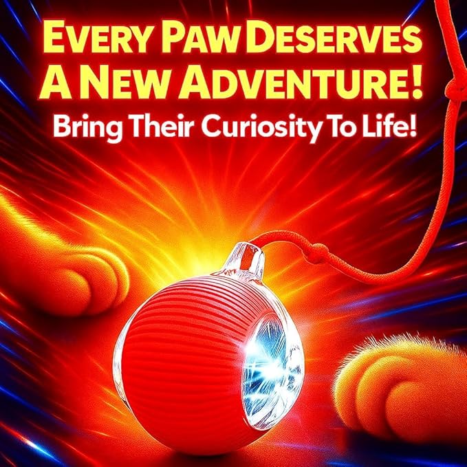 Interactive Cat Toys for Indoor Cats, Smart Automatic Cat Chase Ball Toy, Upgraded Speedy Tail Kitten Toy for Bored Indoor Adult Pets (Red)