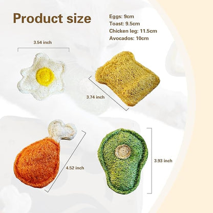 Loofah Chew Cat Toys with Catnip and SilverVine (Actinidia) for Kittens and Cats: Dental Care and Teething Comfort