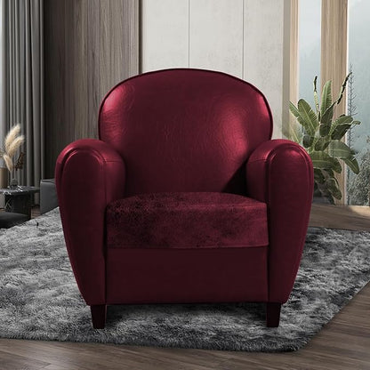 ANARACHON Leather Look Couch Cushion Covers Sofa Seat Slipcovers Sets Couches Furniture Protector for Sectional Armchair Loveseat Pets Kids Stretch Spandex Fabric (1 Cushion Armchair, Burgundy)