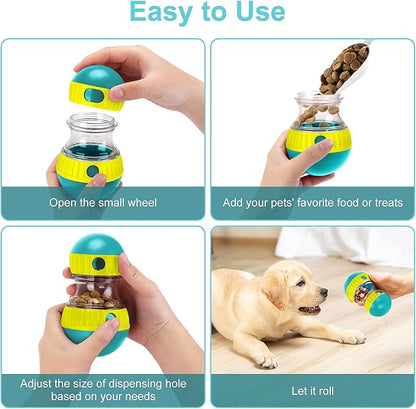 Dog Treat Toy, Interactive Treat Dispensing Dog Toys, Adjustable and Durable Dog Puzzle Toy for Small/Medium/Large Breed Dogs to Keep Them Busy (Green)