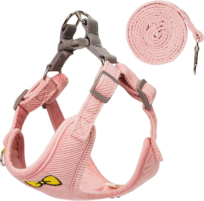 No Pull Dog Harness with Leash Pet Soft Vest Harness and Leash Set Dog Cat No Choke Escape Proof Harness Reflective Step in Harness for Small Medium Dogs Cats(Pink, XLarge)