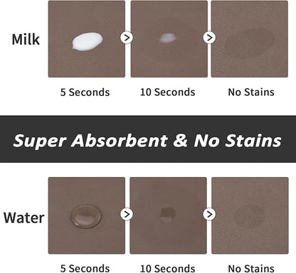 HotLive Dog Food Mat - Absorbent Cat Mat for Food and Water, No Stains Pet Feeding Bowl Mat, Easy to Clean Pet Placemats, Quick Dry Dog Water Dispenser Mat for Messy Drinkers | Paw Brown 18"x 28"