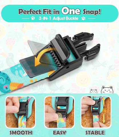 Halypet Cat Harness and Leash Set[MAX Safety 4th-Gen] Cute Escape Proof Vest Harness for Girl&Boy Cat Walking, Comfortable Adjustable Leash and Reflective Strips for Outdoor Kitten, M Green Tropics