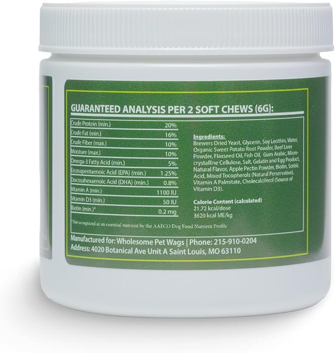 Dog Allergy & Itch Relief Soft Chews – Omega-3, Biotin, Collagen, Fish Oil – Reduces Shedding, Supports Healthy Skin & Coat, Year-Round Allergy Comfort – 60ct