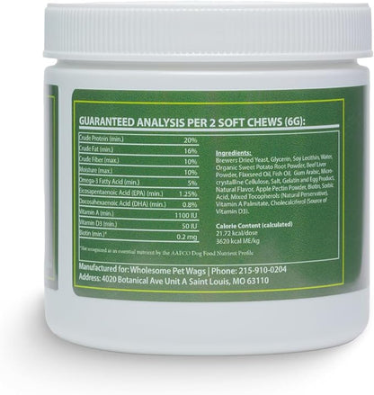 Dog Allergy & Itch Relief Soft Chews – Omega-3, Biotin, Collagen, Fish Oil – Reduces Shedding, Supports Healthy Skin & Coat, Year-Round Allergy Comfort – 60ct