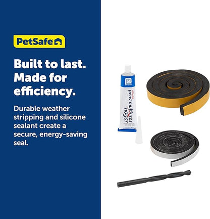 PetSafe Pet Door Installation Kit - Improves Energy Efficiency & Weather Resistance - Includes Clear Silicone Sealant - Drill Bit - Dual Size Weatherstripping