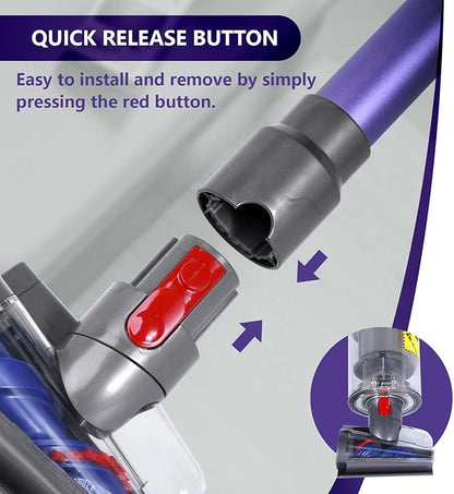 OTTWL Mini Motorized Brush Head Compatible with Dyson V7 V8 V10 V11 V15 Vacuum Cleaners - Pet Hair Removal Vacuum Attachment - Hair Screw Tool for Carpeted Stairs, Couch/Sofa Cushions, Car Carpet