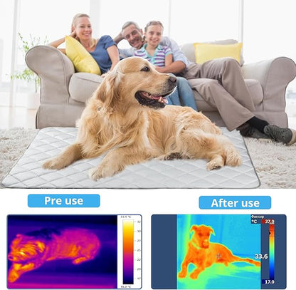 Langsprit Dog Cooling Mat, Washable Dogs Cats Pet Non-Toxic Cooling Pads Summer Sleeping Kennel Mats，Pet Self Cool Ice Blanket for Indoor & Outdoor Dog Beach Essentials Light Gray Medium
