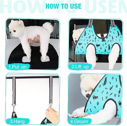 ATESON Dog Grooming Hammock - Pet Harness for Grooming Nail Trimming (M 40lb), Dog Sling for Nail Clipping, Dog Hanging Holder for Cutting Nail with Nail Clippers
