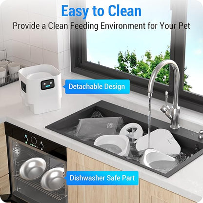 Frienhund 5G WiFi Automatic Cat Feeder with Two HD Camera: 7L Automatic Dog Feeder with Night Vision, Auto Cat Food Dispenser for Multiple Pet, Detachable for Easy Cleaning - 29 Cup