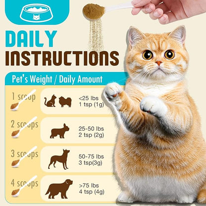 Mushroom Supplement Powder for Dogs & Cats, Turkey Tail Mushroom for Pets, Lipoma for Cats, 11 Organic Mushroom Complex, Partner Guard for Dogs Lumps and Bumps