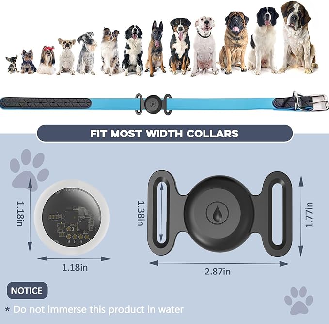 GPS Tracker for Dogs, Mini GPS Pet Tracker with Silicone Cover, IPX8 Waterproof GPS Tracker for Kids,No Monthly Fee,Work with Apple Find My(iOS Only),Smart Tracker for Dogs Finder Tracker Pets-Black-4