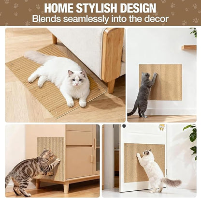 Natural Cork Cat Scratcher Boards for Wall & Floor - Natural Cork & Cardboard Blend, No Mess Splinters, Durable Easy Clean - Adjustable Height for All Cats, Furniture Protector【3-Pack】