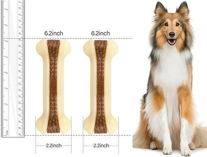 Dog Chew Toys for Aggressive Chewers, 4 Pack Beef Flavor Tough Dog Bones for Large/Medium Breed Dogs, Nylon Pet Teething Toys