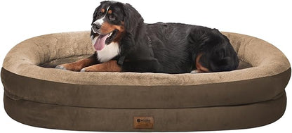 Orthopedic Jumbo Dog Bed for Extra Large Dogs, Giant Waterproof Dog Bed for Large Breed Dogs, Supportive Egg Crate Foam Pet Bed with Removable Washable Cover & Non-Slip Bottom, Coffee