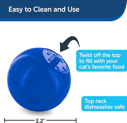 PetSafe SlimCat Interactive Feeder - Combines Play with Mealtime - Adjustable Portions - BPA-Free Plastic - Slow Feeder for Digestion - Lightweight, Dishwasher-Safe Toy - Blue