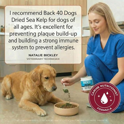 Organic Kelp Powder for Dogs, Dried Sea Kelp Supplement for Thyroid Function, Dental Health, Immune Support, Digestion, Skin & Coat - Iodine Rich - Multivitamin for Cats & Dogs - Made in USA