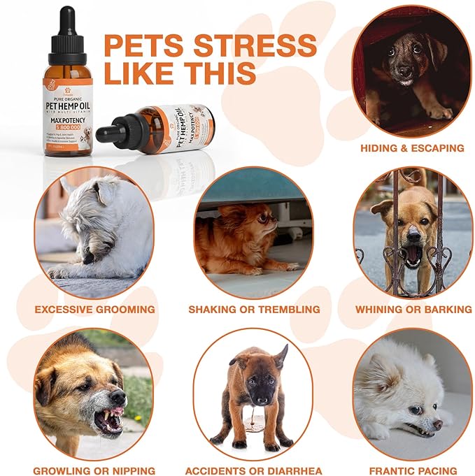 (2 Packs) Неmp Oil for Dogs Cats, Organic Pet Calming Drops, Cat Dog Anxiеty Relief & Strеss & Pаin Rеlief for Dogs, Supports Rеlaxation & Slеep, Hip Joint Health