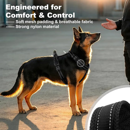 No Pull Dog Harness with Handle, Soft Mesh Padded Adjustable for Small Medium Large Dogs | Reflective Easy Walk Harness with Front Clip for Training, Running & Outdoor (Black, XS)