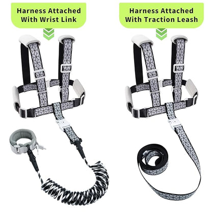 Toddler Leash & 4-in-1 Adjustable Anti-Lost Harness | Reflective Safety Strap with Wrist Link for Boys, Girls & Kids | Secure for Outdoor, Travel, Shopping, Parks