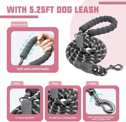 AUROTH Dog Harness and Leash Set, Soft Padded Service Dog Vest with 5.25FT Dog Leash, No Choke, Easy On Pet Vest, Adjustable Reflective No Pull Pet Vest Medium Sized Dog, Easy Walking and Training