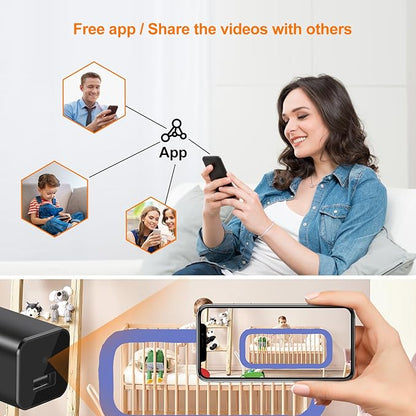1080P Hidden Camera Charger - WiFi Mini Spy Camera - Compact Wireless Indoor Security Camera - Discreet Tiny Nanny Camwith App Live Feed