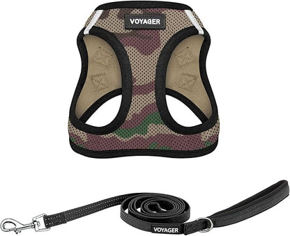 Best Pet Supplies Voyager Step-in Air All Weather Mesh Harness and Reflective Dog 5ft Leash Combo with Neoprene Handle, for Small, Medium and Large Breed Puppies - Set (Army Base), Small
