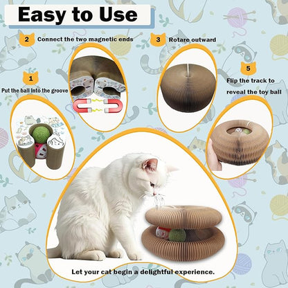 Magic Organ Cat Scratch Toy Kitty Kurlz Cat Toys with Bell and Catnip Balls Cat Puzzle Toy Foldable and Changeable Shape Cat Toy Accordion Ultimate Interactive Kitten Toys for Indoor Cats