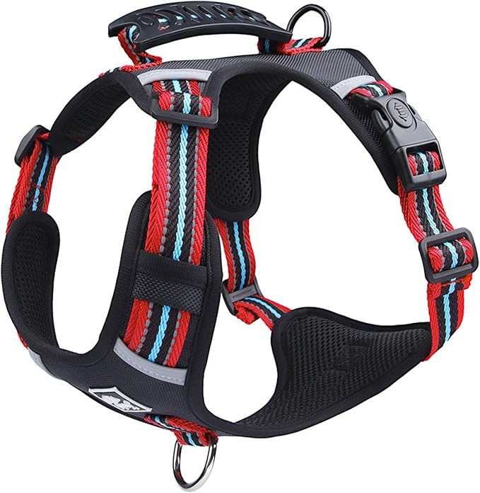 No Pull Dog Harness with Easy Control Soft Handle for Small Medium Large Dogs,Reflective Adjustable Puppy Harness,Heavy Duty Girl Boy Pet Vest with Safety Buckle (Black, S)