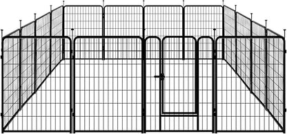 Amazon Basics Dog Playpen, 16 Panels Metal Fence with Door, Foldable for Indoor and Outdoor Use, Suitable for Small to Medium Sized Dogs, 36 Inch Height, Black